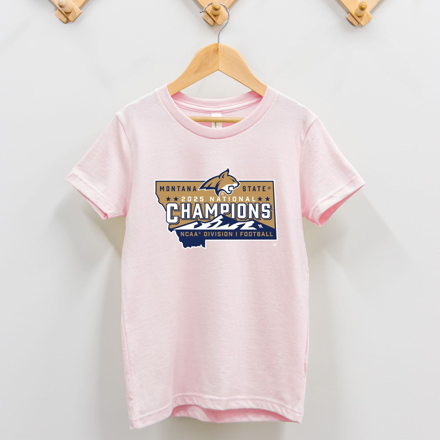 Toddler Tee - MSU Bobcat National Champions Official NCAA Logo (grey and pink)