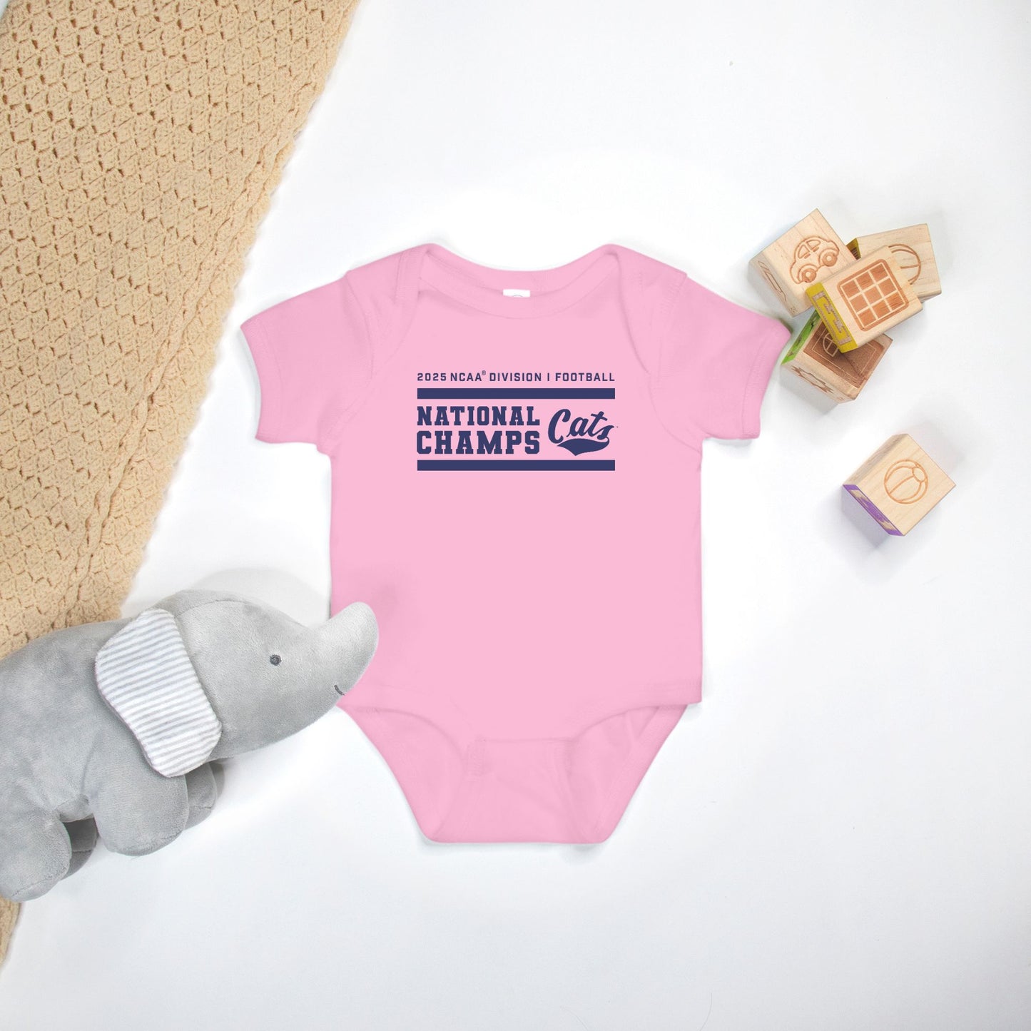 Baby Onesie MSU Bobcat National Champs - (yellow, pink or grey!)
