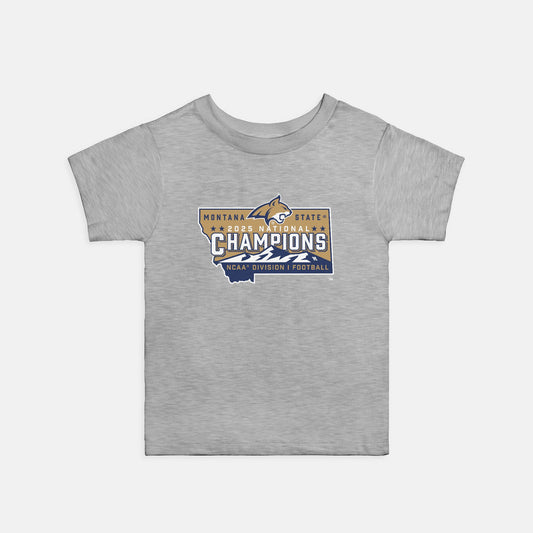 Toddler Tee - MSU Bobcat National Champions Official NCAA Logo (grey and pink)
