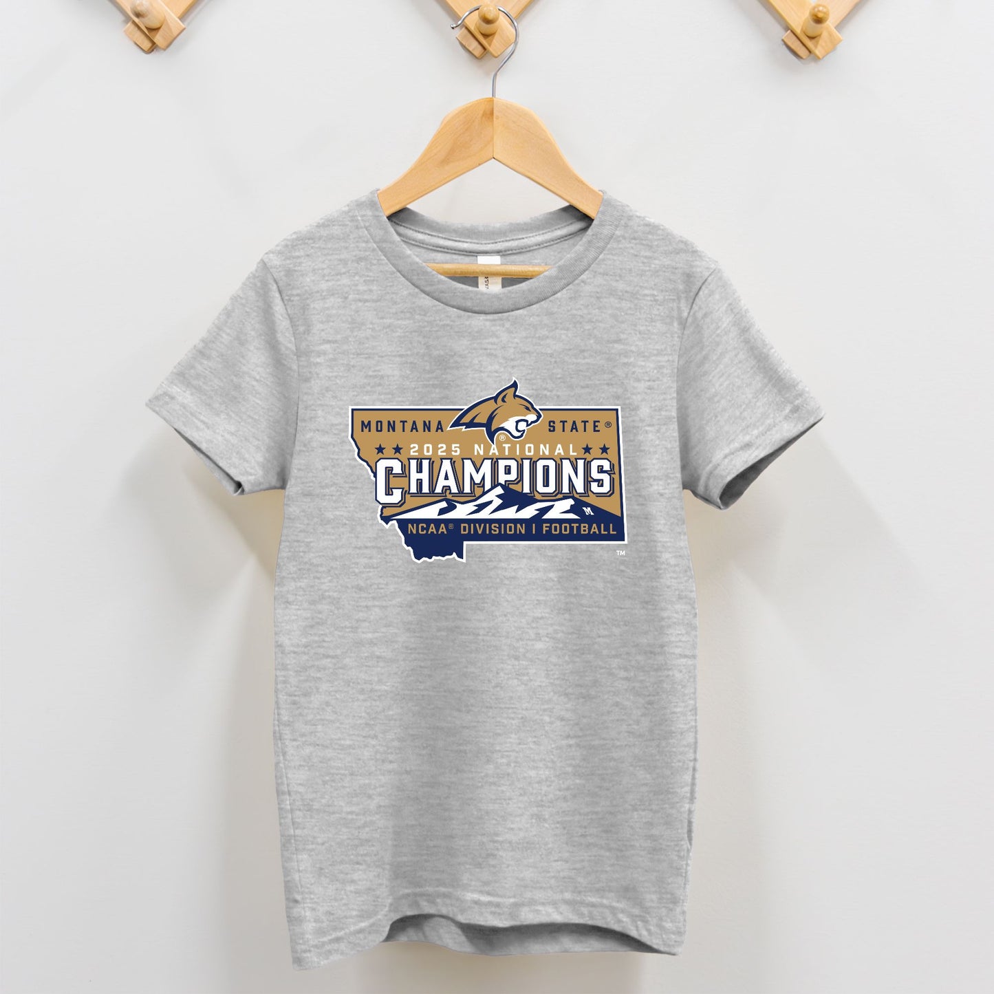 Toddler Tee - MSU Bobcat National Champions Official NCAA Logo (grey and pink)