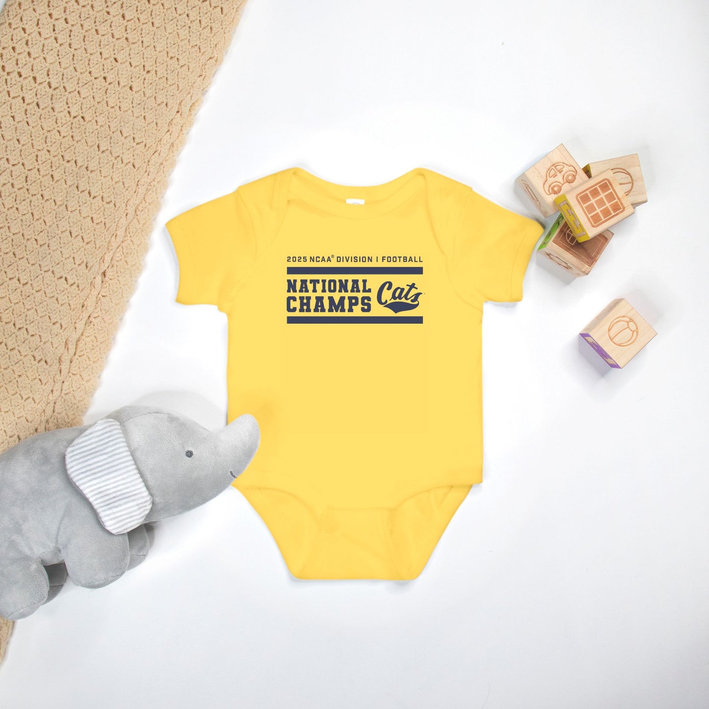 Baby Onesie MSU Bobcat National Champs - (yellow, pink or grey!)