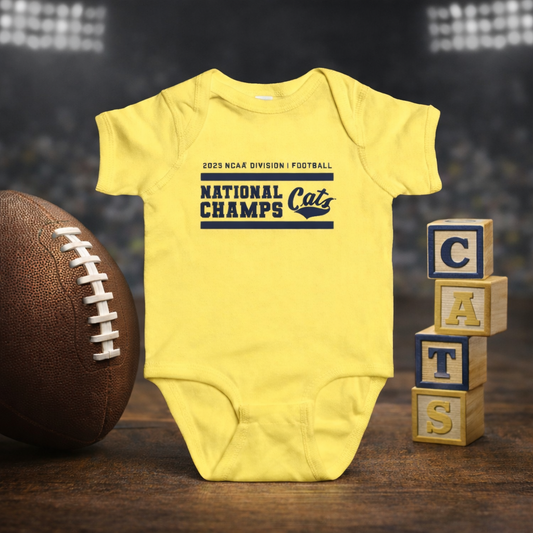 Baby Onesie MSU Bobcat National Champs - (yellow, pink or grey!)