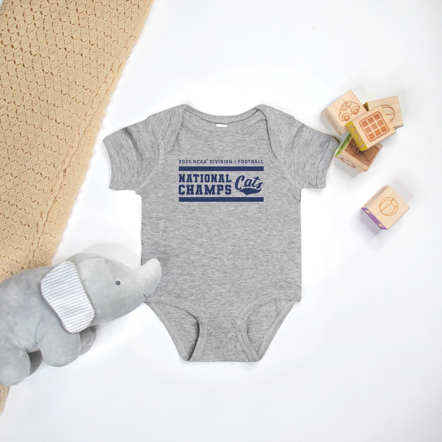 Baby Onesie MSU Bobcat National Champs - (yellow, pink or grey!)